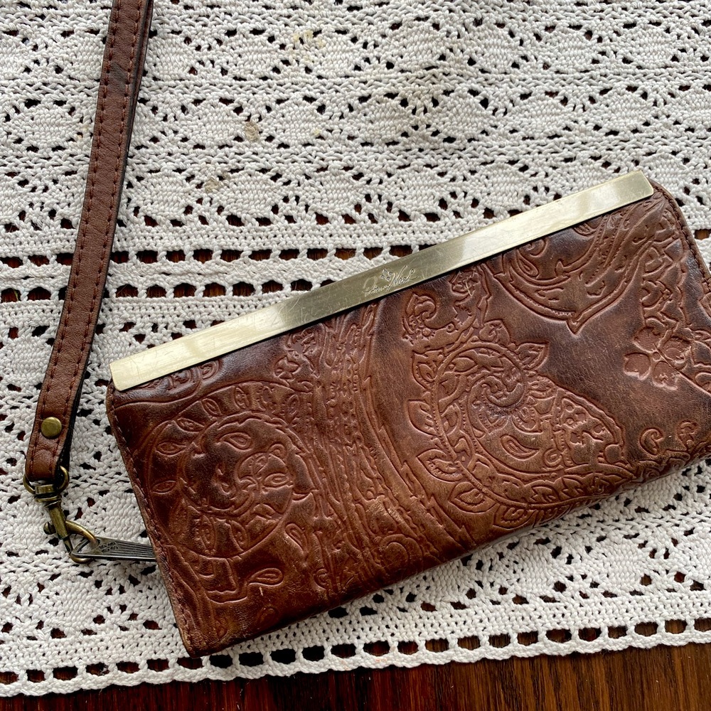 Patricia Nash embossed leather wallet with wrist strap